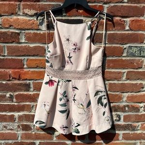 Pink floral romper